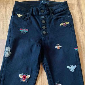 Queen Bee! Bumble Bee Embroidery + J.Crew Black Button-Fly Skinny Jeans